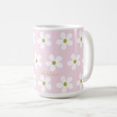 Roze White Simple Daisy Gold Personal Koffiemok (Voorkant rechts)