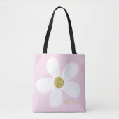 Roze White Simple Daisy Gold Personal Tote Bag (Voorkant)