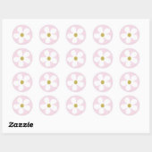Roze White Simple Daisy Gold Ronde Sticker (Vel)