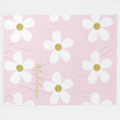 Roze White Simple Daisy Pattern Gold Personal Fleece Deken (Voorkant (Horizontaal))