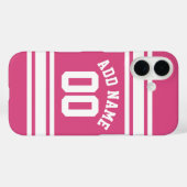 Roze White Sports Jersey met naam en nummer Case-Mate iPhone Case (Achterkant (horizontaal))
