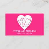 Roze White Veterinary Paw Pet Doctor Animal Visitekaartje (Voorkant)