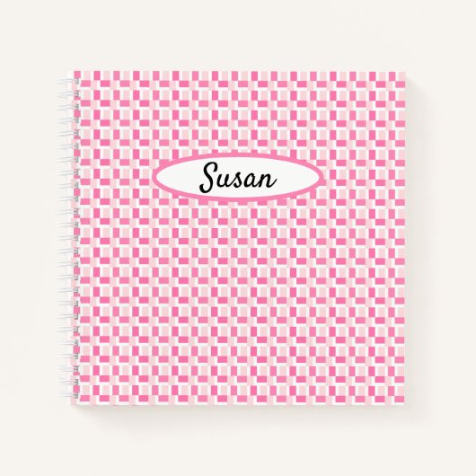 Roze White Woven Checkbullet Journal Notitieboek (Voorkant)