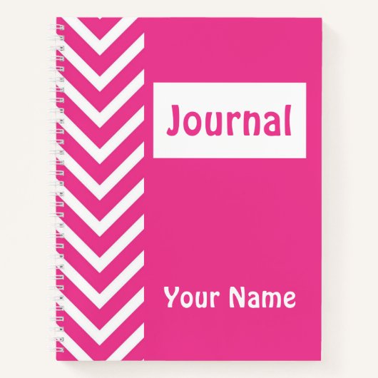 Roze & White Zigzag Chevron Pattern Journal Notitieboek (Voorkant)