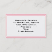 Roze WHT Grieks sleutel RND Lijst Initiaal monogra Visitekaartje (Achterkant)