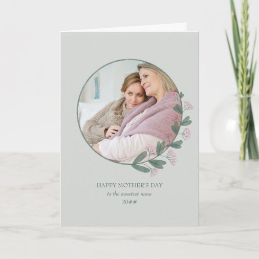 Roze Widlflower Foto Lijst Happy Moederdag Kaart (Voorkant)