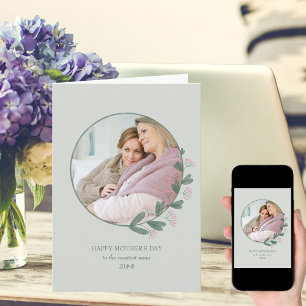 Roze Widlflower Foto Lijst Happy Moederdag Kaart