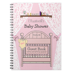 Roze Wieg Baby shower gastboek Notitieboek
