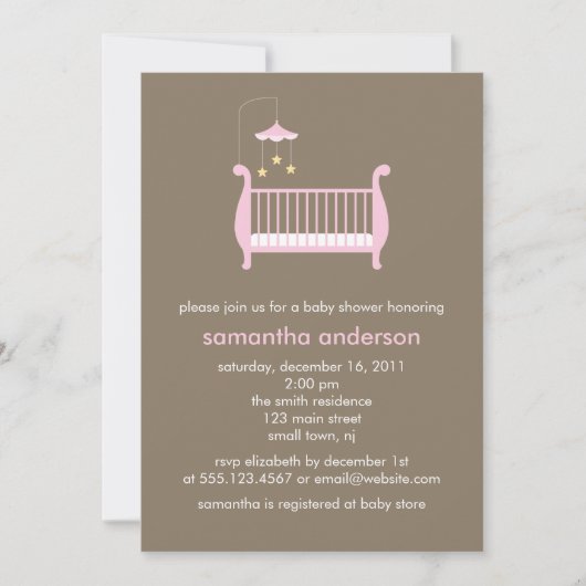 Roze Wieg Baby shower Kaart (Voorkant)