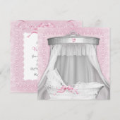 Roze wieg baby shower kaart (Voorkant / Achterkant)