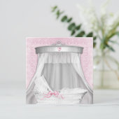 Roze wieg baby shower kaart (Staand voorkant)