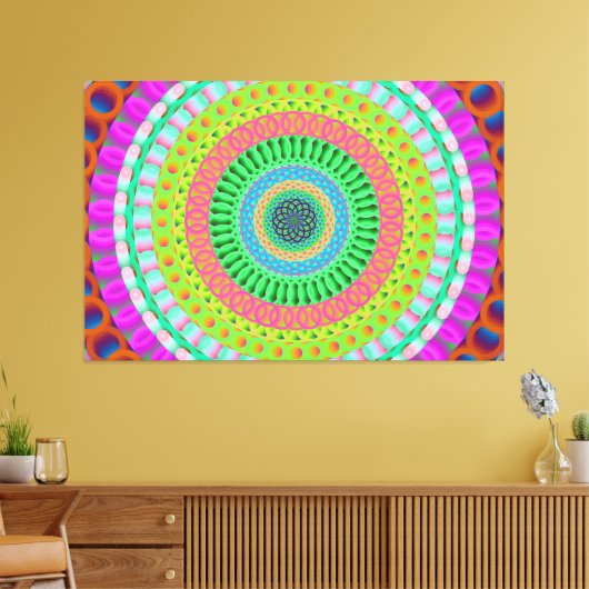 Roze wiel Mandala Circle Stretted Canvas Afdrukken (Insitu (Woonkamer))
