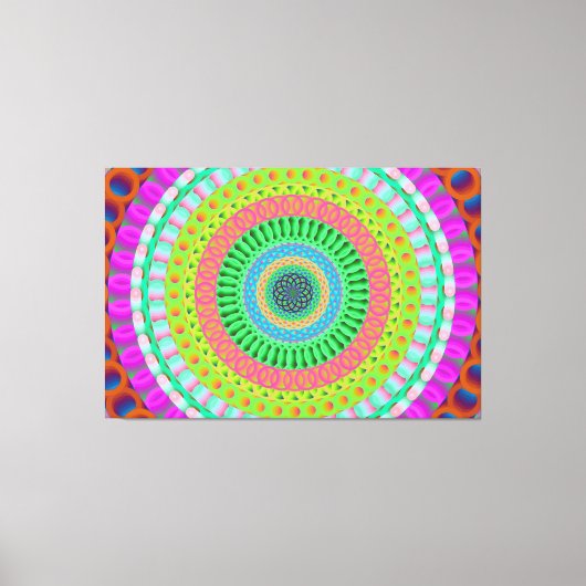 Roze wiel Mandala Circle Stretted Canvas Afdrukken (Voorkant)