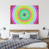 Roze wiel Mandala Circle Stretted Canvas Afdrukken (Insitu (Slaapkamer))