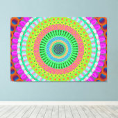 Roze wiel Mandala Circle Stretted Canvas Afdrukken (Insitu (Houten vloer))
