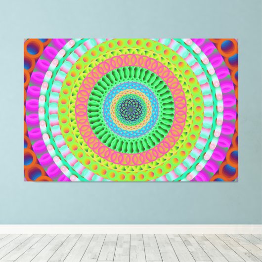 Roze wiel Mandala Circle Stretted Canvas Afdrukken (Insitu (Houten vloer))