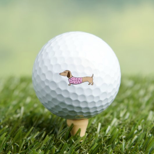 Roze Wiener Hond & Harten Liefde Golfer Gift Golfballen (Insitu Shirt)
