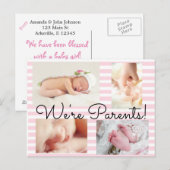  roze "Wij zijn ouders" - Aankondiging van geboort (Voorkant / Achterkant)