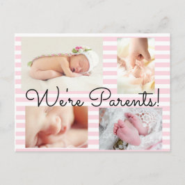  roze "Wij zijn ouders" - Aankondiging van geboort