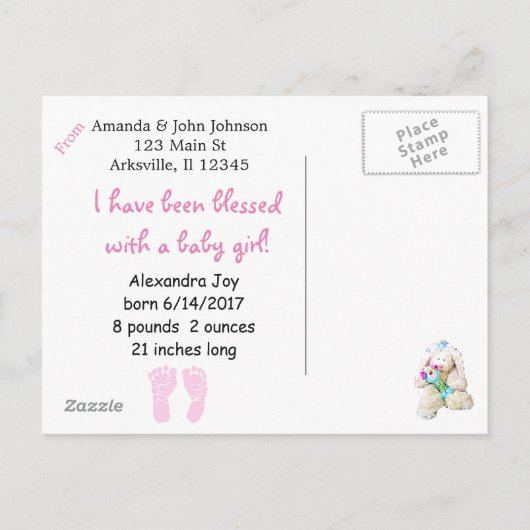 roze "Wij zijn ouders" - Aankondiging van geboort (Achterkant)