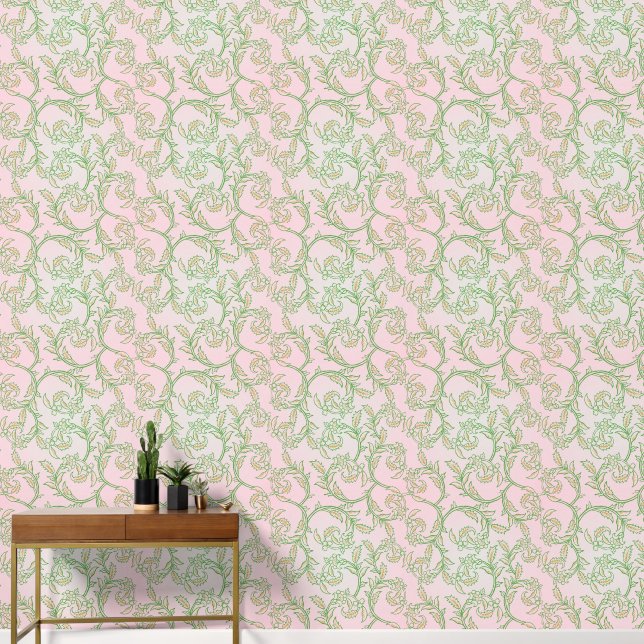 Roze Wijn Bloemenbehang Behang (Hal)