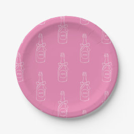 Roze Wijn Champagne Bottle Pattern Vrijgezellenfee Papieren Bordje
