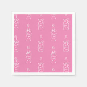 Roze Wijn Champagne Bottle Pattern Vrijgezellenfee Servet