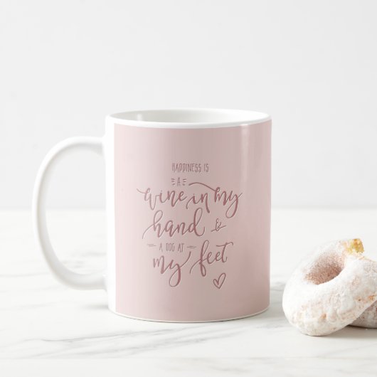 Roze wijn Citaat Dog Quote Hand Lettert Koffiemok (Met donut)