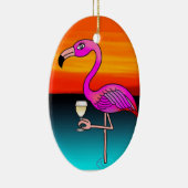 Roze wijn drink Flamingo aangepast Keramisch Ornament (Rechts)