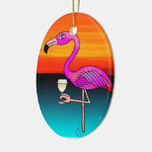 Roze wijn drink Flamingo aangepast Keramisch Ornament (Links)