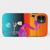Roze wijn drink Flamingo Monogrammed Case-Mate iPhone Case (Achterkant (horizontaal))