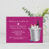 Roze wijn en Baby flessen Sip and See Baby shower Kaart (Staand voorkant)