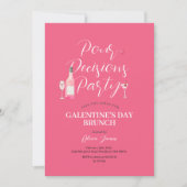Roze Wijn Galentine's Day Party Brunch Diner Kaart (Voorkant)