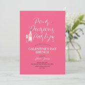 Roze Wijn Galentine's Day Party Brunch Diner Kaart (Staand voorkant)