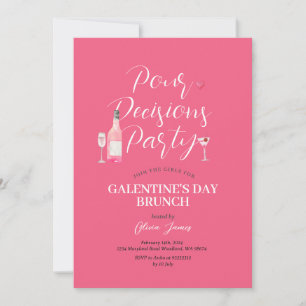 Roze Wijn Galentine's Day Party Brunch Diner Kaart