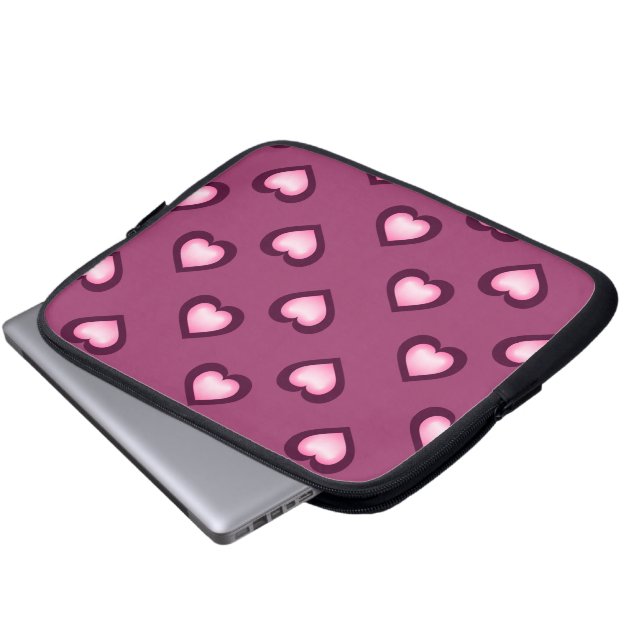 Roze wijn harten laptop sleeve (Voorkant onderkant)