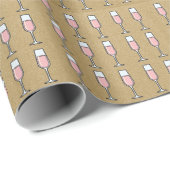 Roze Wijn Patroon Goud Cadeaupapier (Rol Hoek)