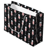 Roze Wijn Patroon Groot Cadeauzakje (Voorkant Gekanteld)