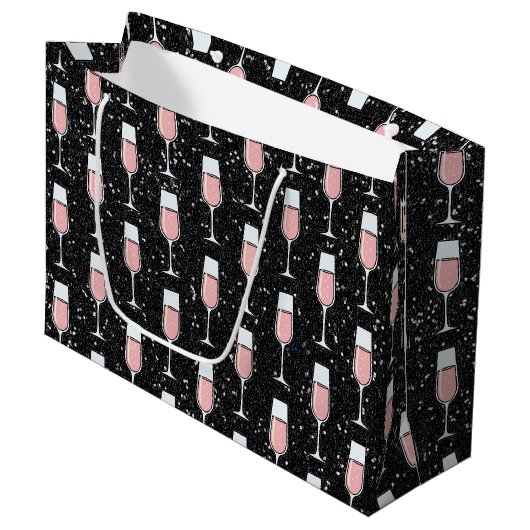Roze Wijn Patroon Groot Cadeauzakje (Voorkant Gekanteld)