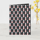 Roze Wijn Patroon Kaart (Gele Bloem)