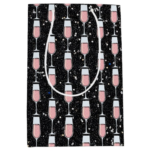 Roze Wijn Patroon Medium Cadeauzakje (Voorkant)