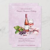 Roze wijn verjaardag kaart (Voorkant / Achterkant)