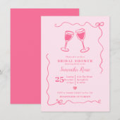 Roze Wijn Vrijgezellenfeest Valentijn met Boog Kaart (Voorkant / Achterkant)