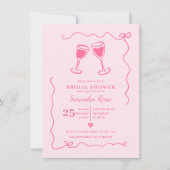 Roze Wijn Vrijgezellenfeest Valentijn met Boog Kaart (Voorkant)