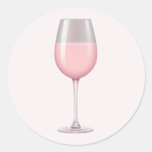 Roze Wijnglas Emoji Art Ronde Sticker