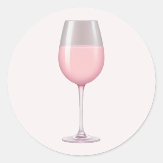 Roze Wijnglas Emoji Art Ronde Sticker (Voorkant)
