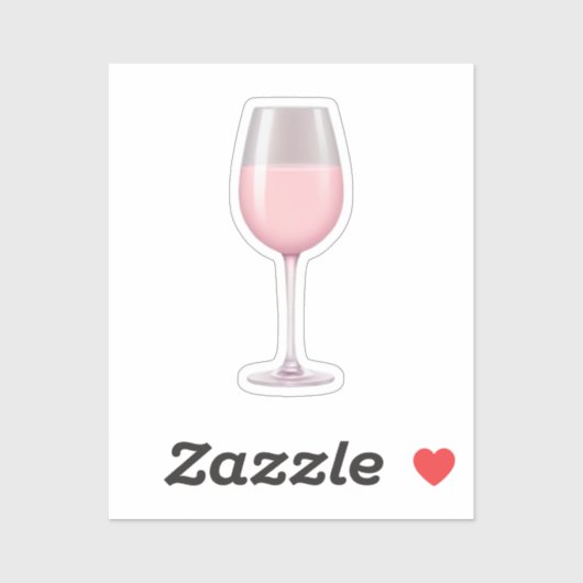 Roze Wijnglas Emoji Art Sticker (Vel)