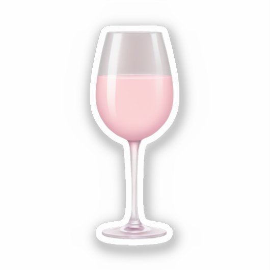 Roze Wijnglas Emoji Art Sticker (Voorkant)