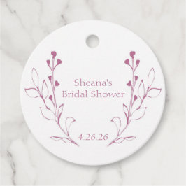 Roze Wijnranken & Favoritielabels met Bloemen Bedankjes Labels