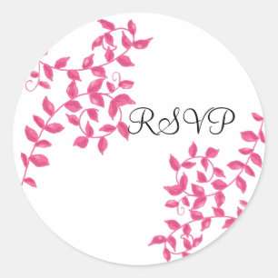 Roze Wijnranken RSVP Ronde Sticker